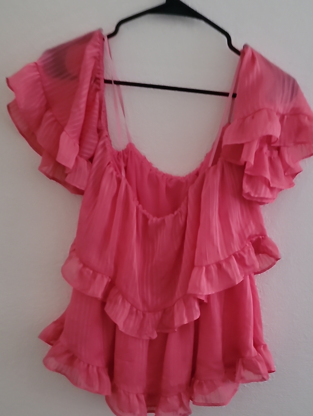 DO+BE Hot Pink Ruffled Tiered Blouse